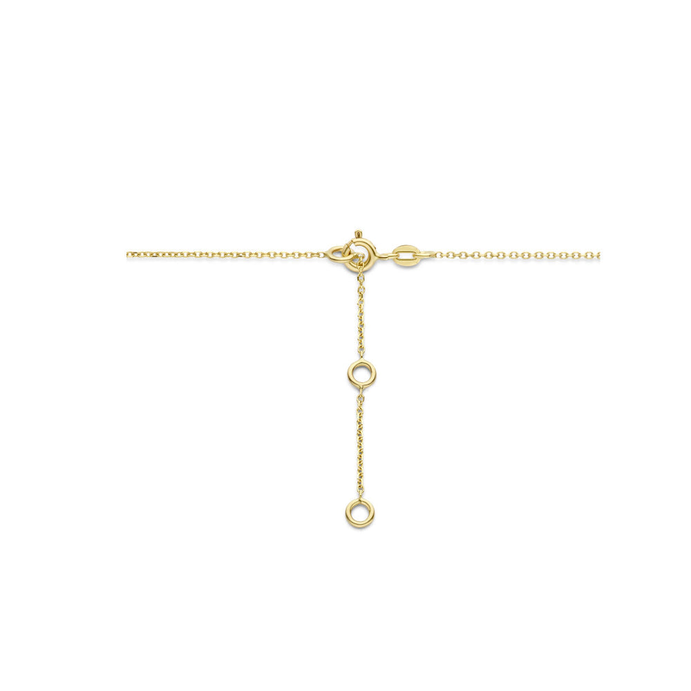 14k Geelgouden Ketting met Blauwe Topaas, London Blue en Rondjes – 41-45 cm
