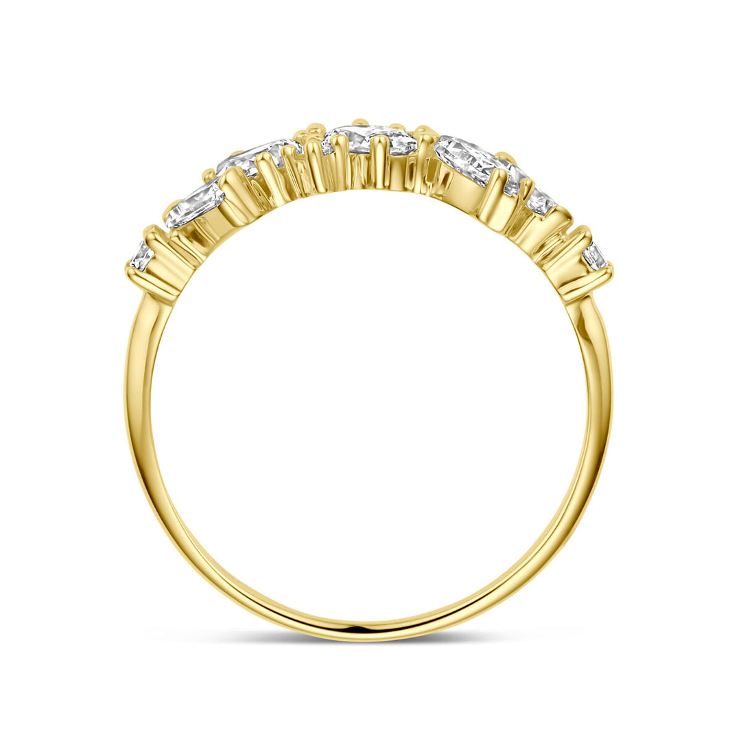 Prachtige 14k Geelgouden Ring met Zirkonia - Breedte 6mm