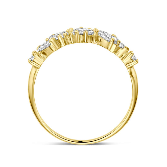 Prachtige 14k Geelgouden Ring met Zirkonia - Breedte 6mm