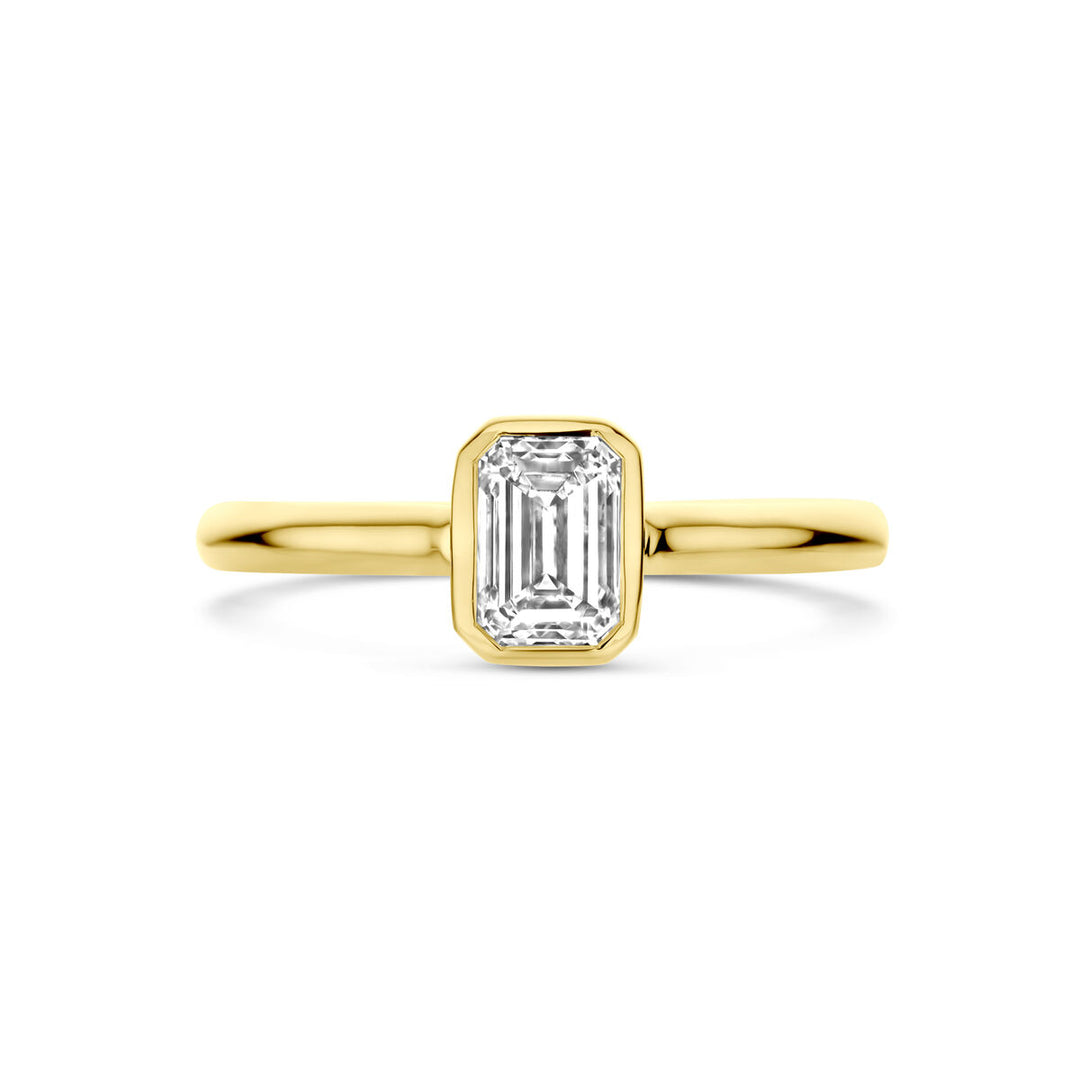 Luxueuze 14K Geelgouden Ring met Lab Grown Diamant – 7.5 mm Breed, 1.00 ct Diamantgewicht