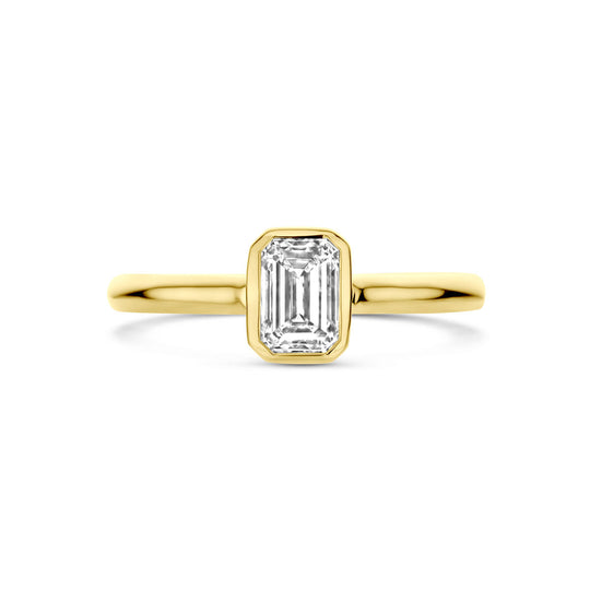 Luxueuze 14K Geelgouden Ring met Lab Grown Diamant – 7.5 mm Breed, 1.00 ct Diamantgewicht