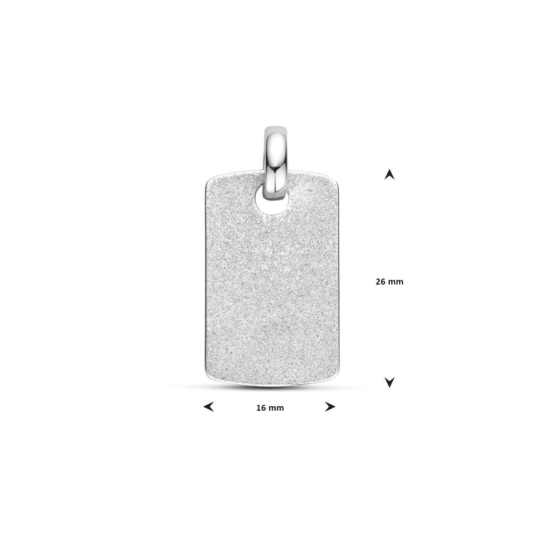Gerhodineerde 925 Zilveren Graveerhanger – Elegante Rechthoekige Vorm