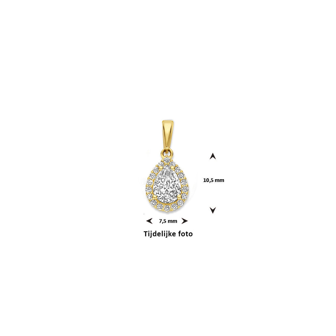 14K Geelgouden Hanger met Zirkonia – Stralende Elegantie in Tijdloos Design