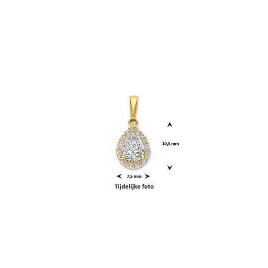 14K Geelgouden Hanger met Zirkonia – Stralende Elegantie in Tijdloos Design