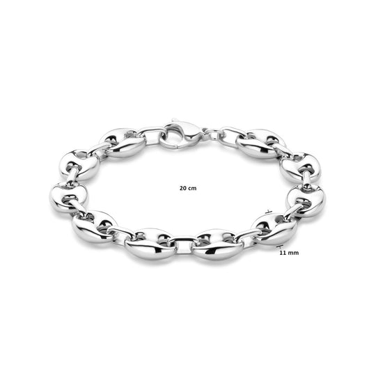 Gerhodineerd 925 Zilveren Armband - 11mm Schakelbreedte en 20cm Draaglengte | Stijlvol en Duurzaam