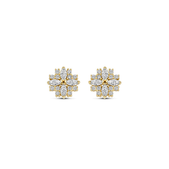 Elegante 14k Geelgouden Oorknoppen met Sprankelende Zirkonia - 7mm Diameter