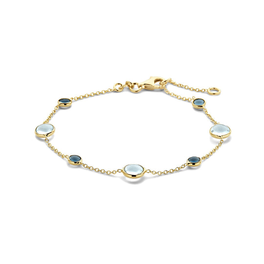14k Geelgouden Armband met Blauwe Topaas en London Blue – 17-19 cm