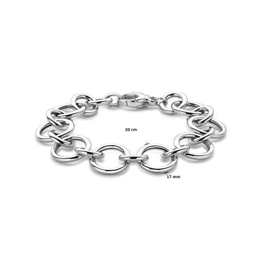Gerhodineerd 925 Zilveren Armband - 17mm Schakelbreedte en 20cm Draaglengte