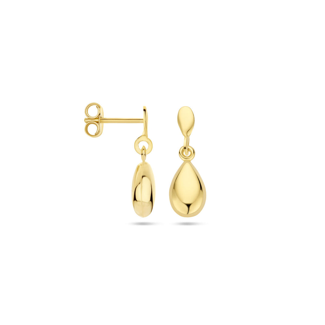 Verfijnde 14k Geelgouden Oorhangers met Druppelontwerp - Totale Hoogte 18mm