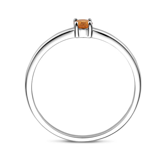 925 Zilveren Ring November Citrien Geboortesteen 3mm