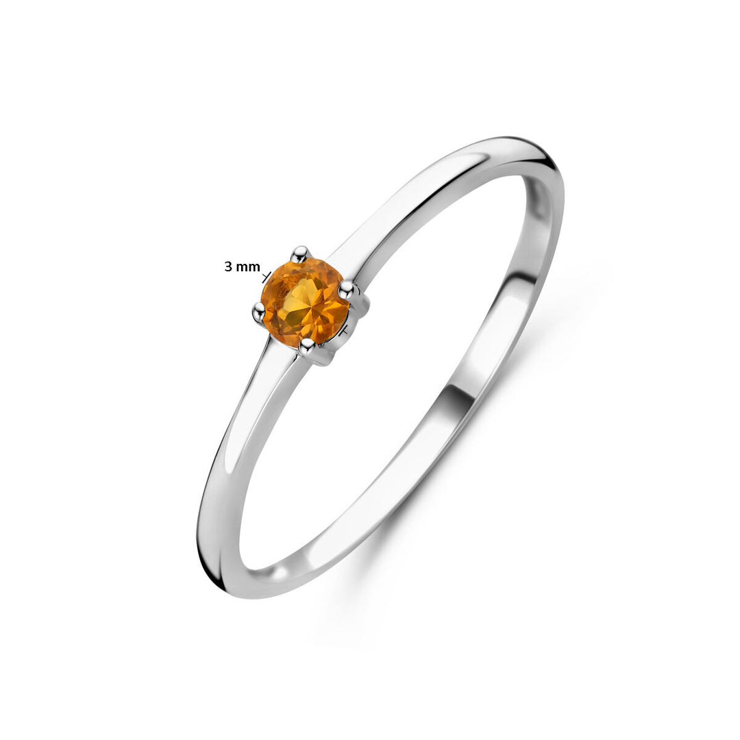 925 Zilveren Ring November Citrien Geboortesteen 3mm