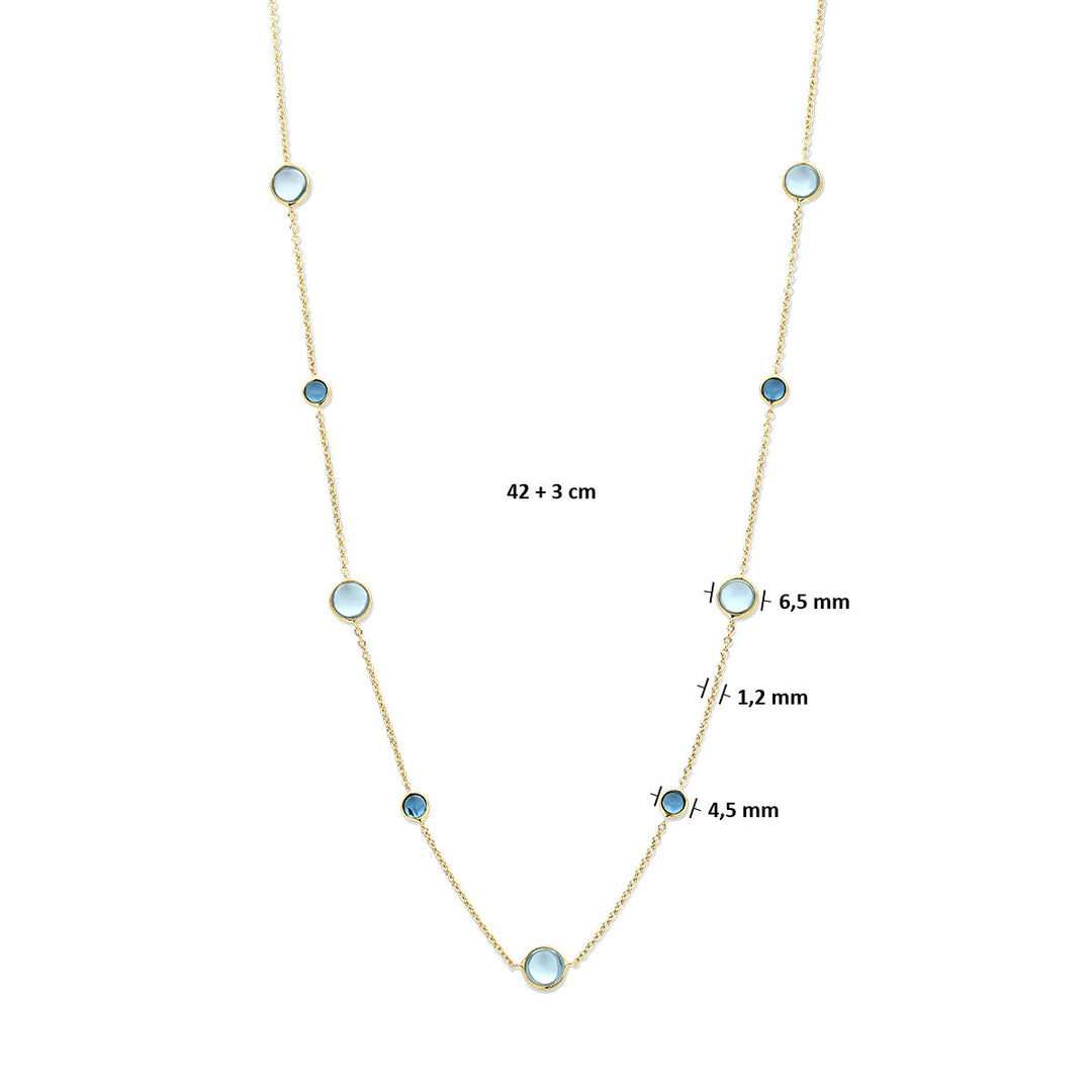 14k Geelgouden Ketting met Blauwe Topaas en London Blue – 42-45 cm