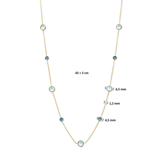 14k Geelgouden Ketting met Blauwe Topaas en London Blue – 42-45 cm