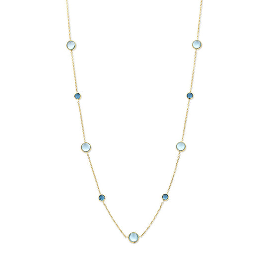 14k Geelgouden Ketting met Blauwe Topaas en London Blue – 42-45 cm