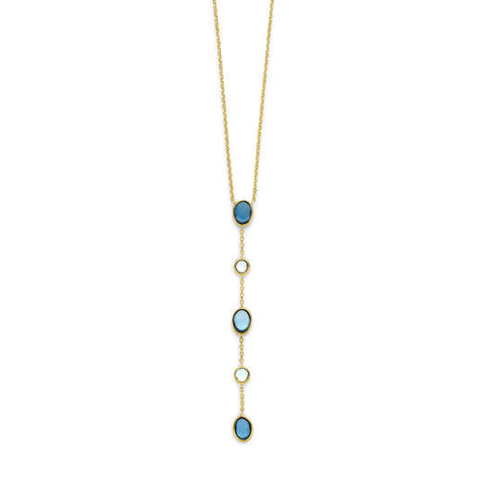 14k Geelgouden Ketting met London Blue en Blauwe Topaas – 45-47 cm
