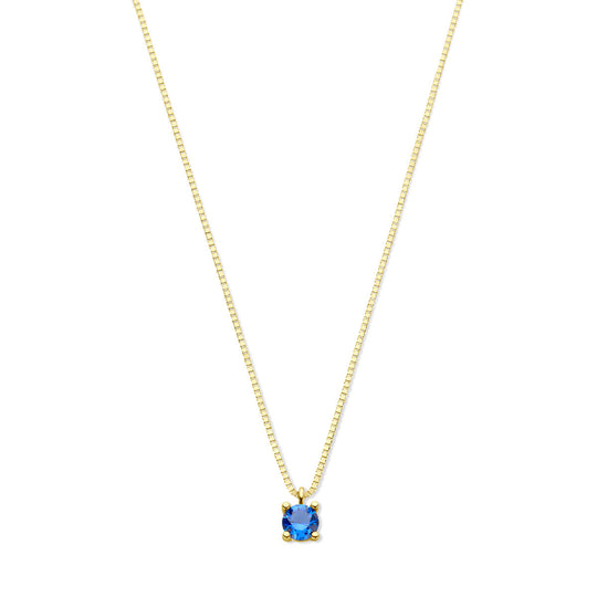 14k Geelgouden Ketting met Synthetische Saffier (September) – 42+2 cm