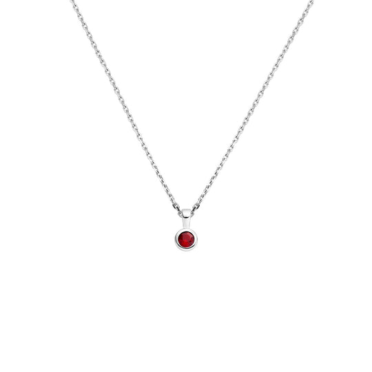 Collier Zilver 925 Gerhodineerd met Granaat Geboortesteen Januari 41+4cm