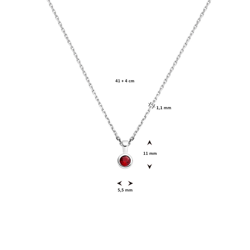 Collier Zilver 925 Gerhodineerd met Granaat Geboortesteen Januari 41+4cm