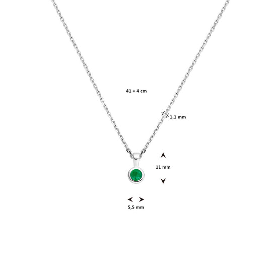 Zilveren Collier Geboortesteen Mei 925 Gerhodineerd 41+4 cm