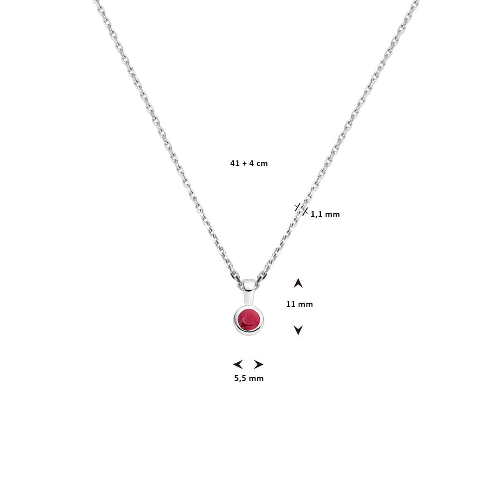 Collier Geboortesteen Juli Zilver 925 Gerhodineerd 41+4 cm