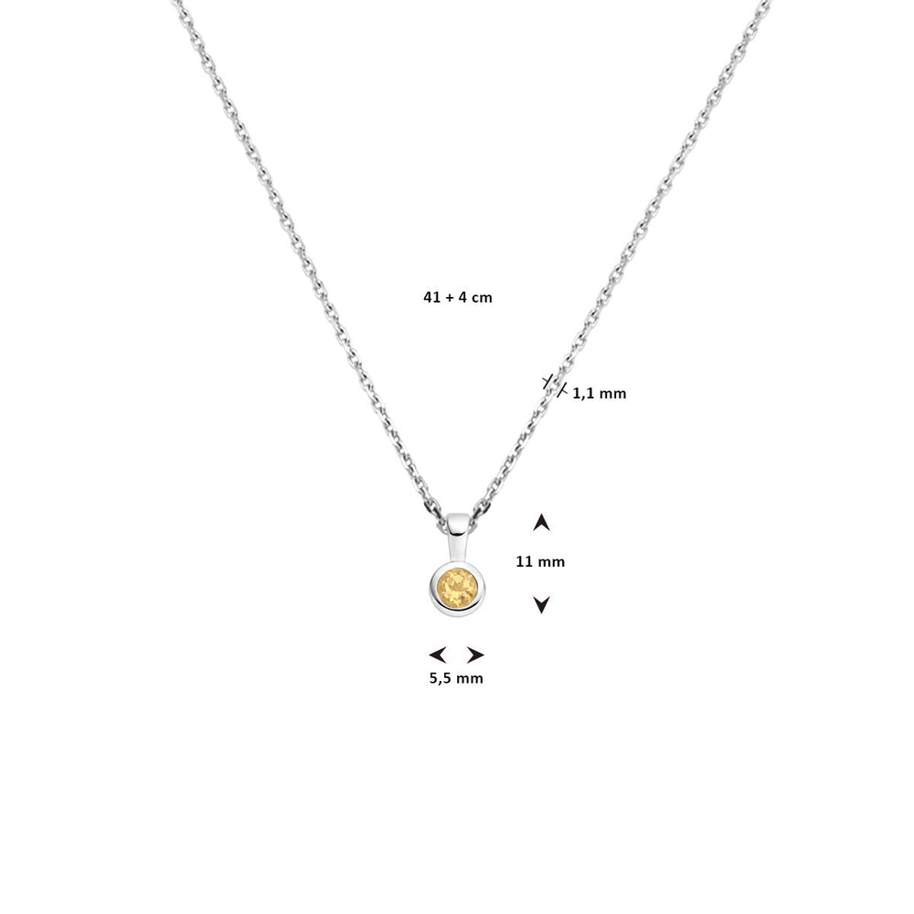 Collier Zilver 925 Gerhodineerd met November Geboortesteen 41+4cm