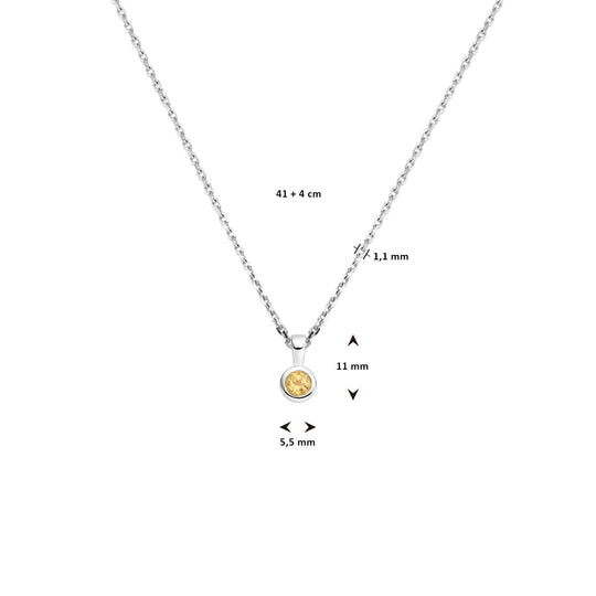 Collier Zilver 925 Gerhodineerd met November Geboortesteen 41+4cm
