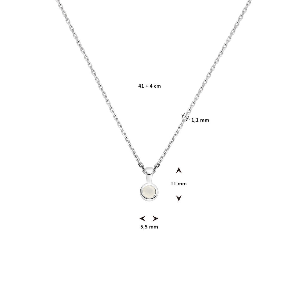 Zilveren Collier met Maansteen Hanger 41+4cm – Geboortesteen Juni