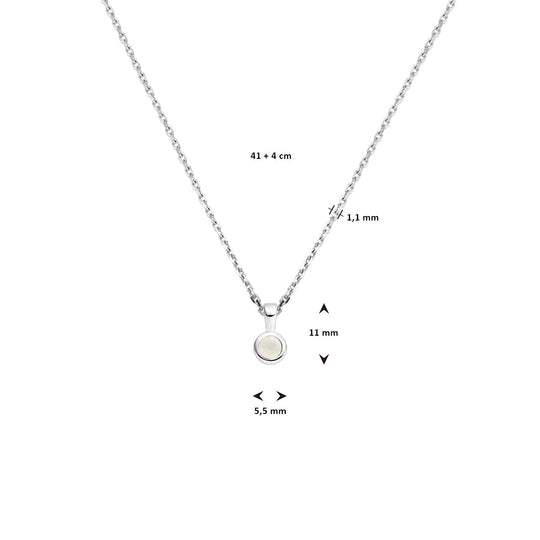 Zilveren Collier met Maansteen Hanger 41+4cm – Geboortesteen Juni