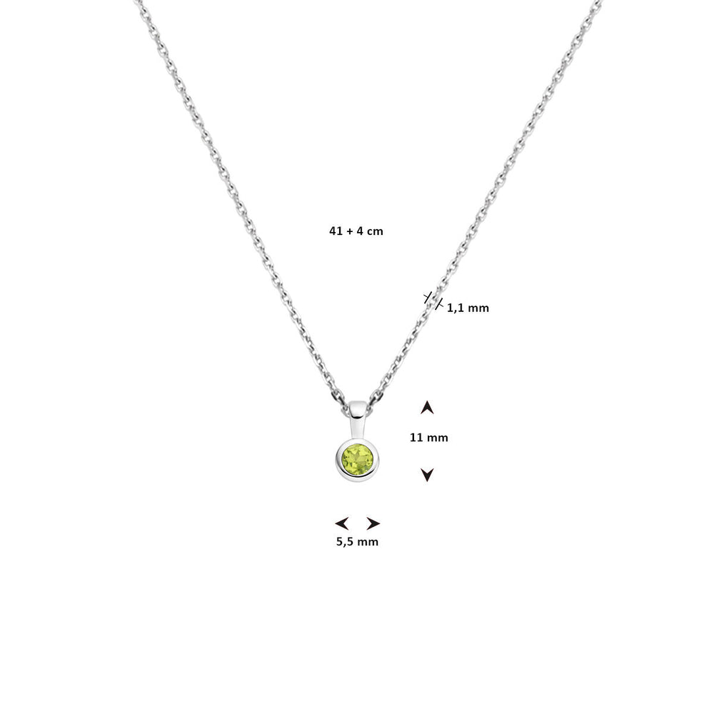 Collier Geboortesteen Peridoot Augustus 925 Zilver 41+4 cm