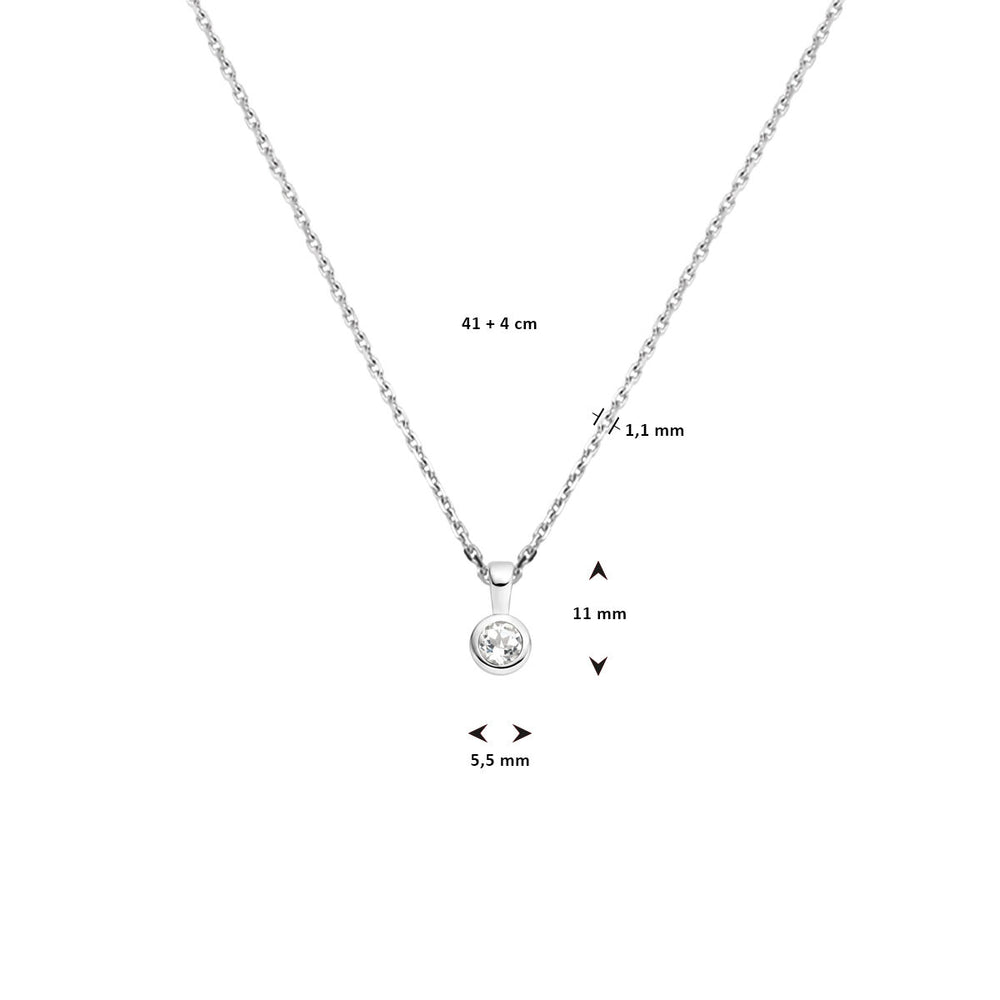 Zilver Collier met Geboortesteen April Wit Topaas – 41+4cm