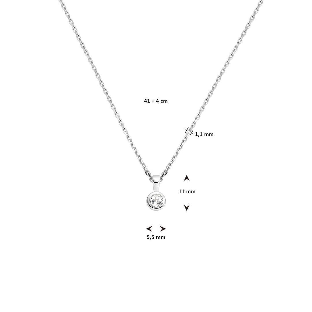 Zilver Collier met Geboortesteen April Wit Topaas – 41+4cm