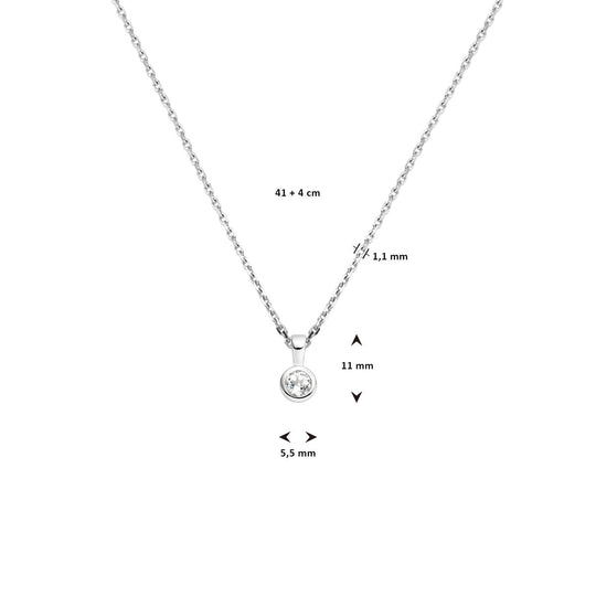 Zilver Collier met Geboortesteen April Wit Topaas – 41+4cm