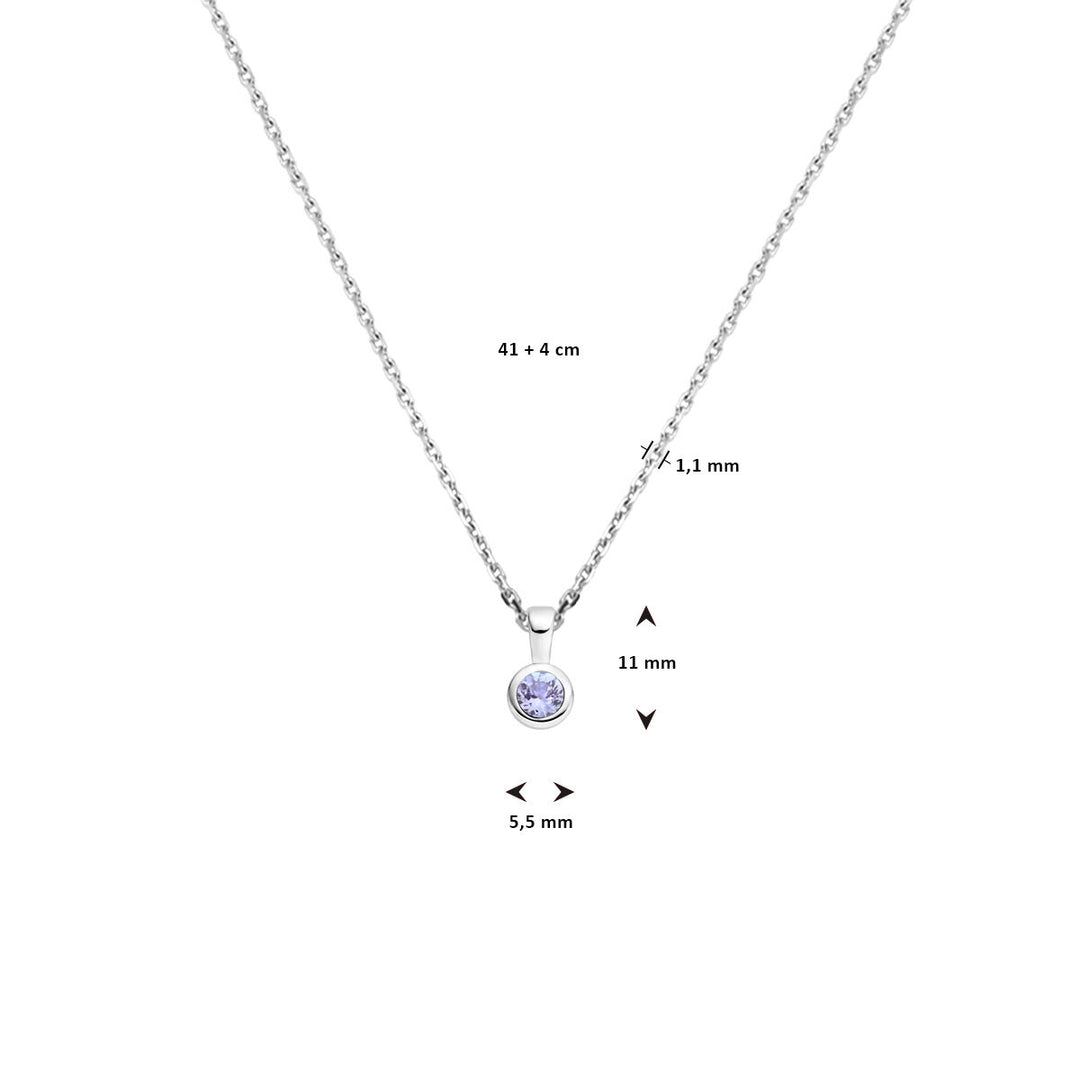 Zilveren Collier Geboortesteen Tanzaniet December 41+4cm