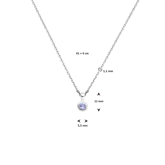 Zilveren Collier Geboortesteen Tanzaniet December 41+4cm