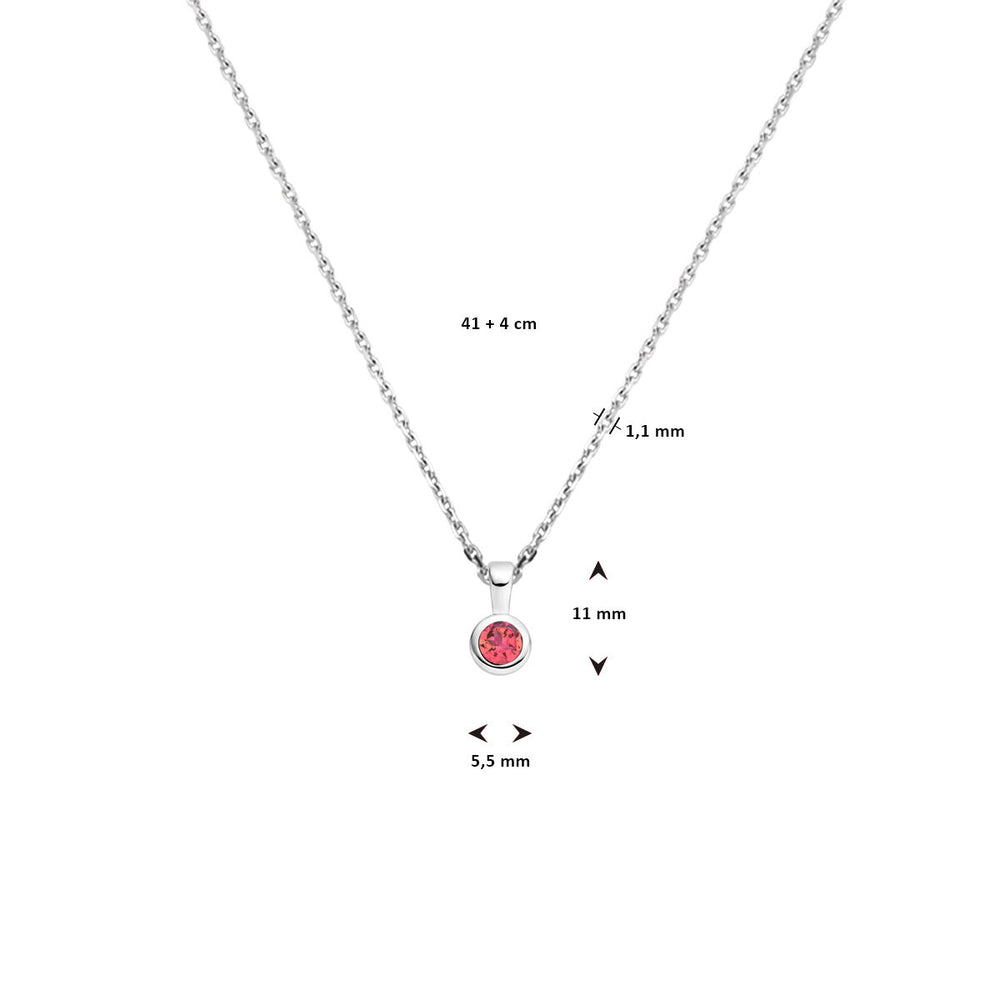 Zilveren Collier met Geboortesteen Oktober 41+4cm – 925 Gerhodineerd