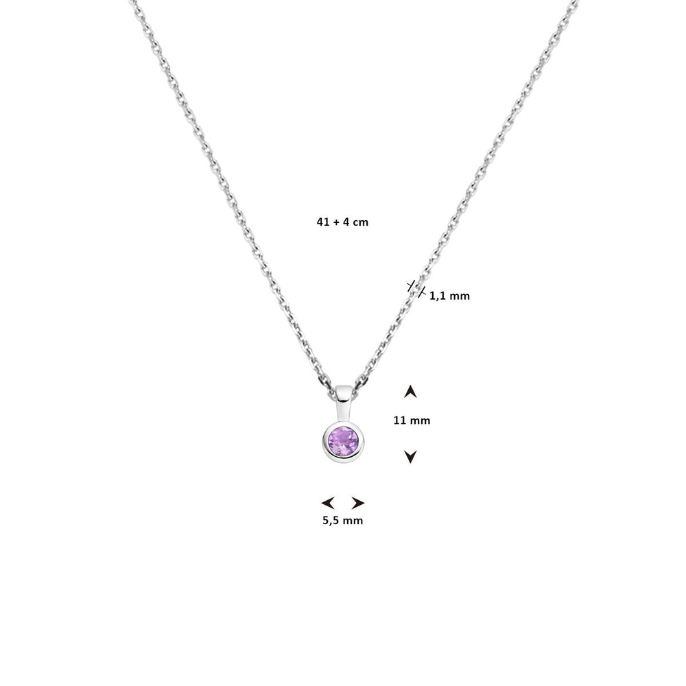 Zilveren Collier met Amethist Geboortesteen Februari 41+4cm