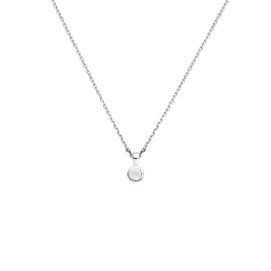 Zilveren Collier met Maansteen Hanger 41+4cm – Geboortesteen Juni