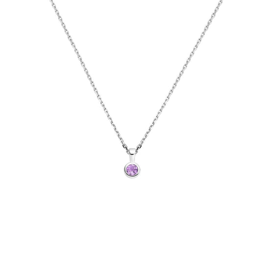 Zilveren Collier met Amethist Geboortesteen Februari 41+4cm