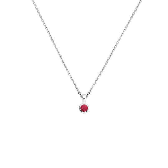 Collier Geboortesteen Juli Zilver 925 Gerhodineerd 41+4 cm