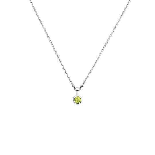 Collier Geboortesteen Peridoot Augustus 925 Zilver 41+4 cm