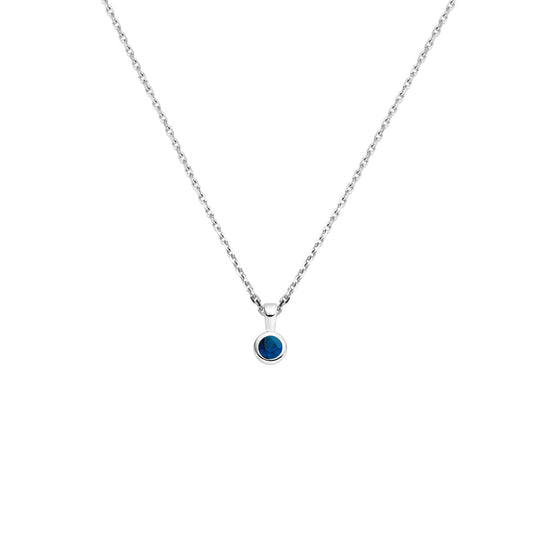 Zilveren Collier 41+4cm met Saffier Geboortesteen Hanger – September