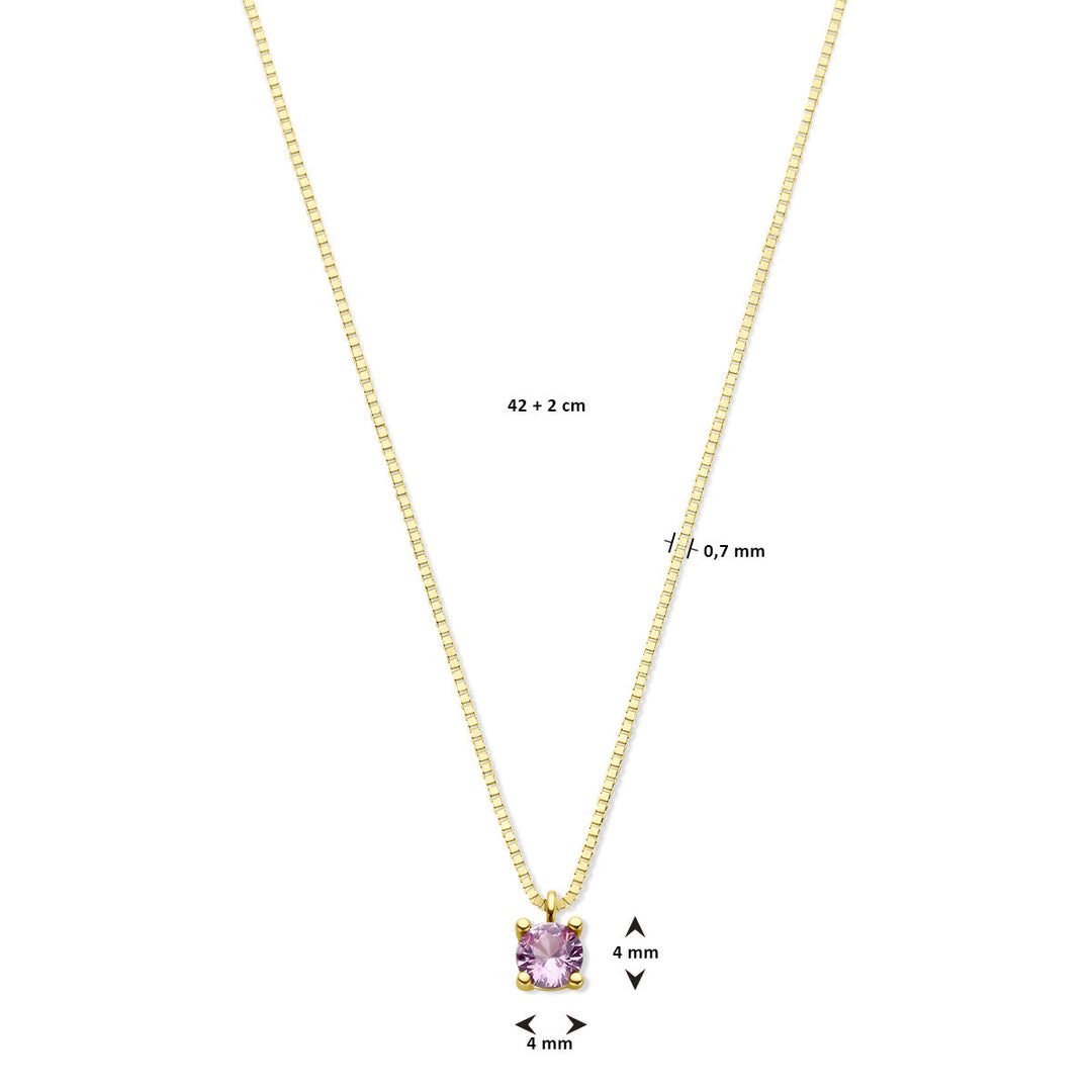 14k Geelgouden Ketting met Synthetische Toermalijn (Oktober) – 42+2 cm