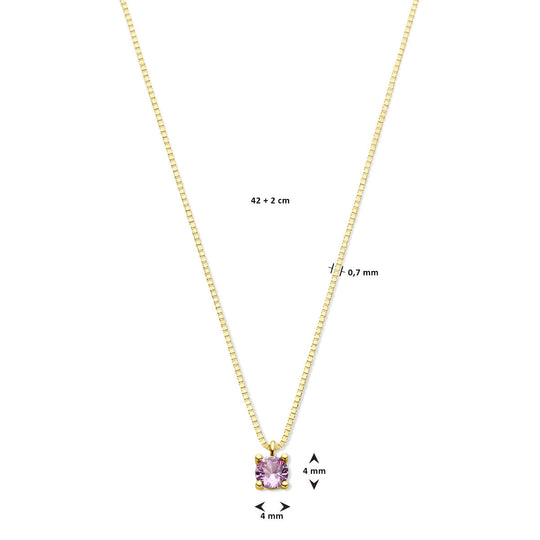 14k Geelgouden Ketting met Synthetische Toermalijn (Oktober) – 42+2 cm