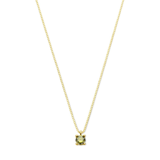 14k Geelgouden Ketting met Synthetische Peridoot (Augustus) – 42+2 cm