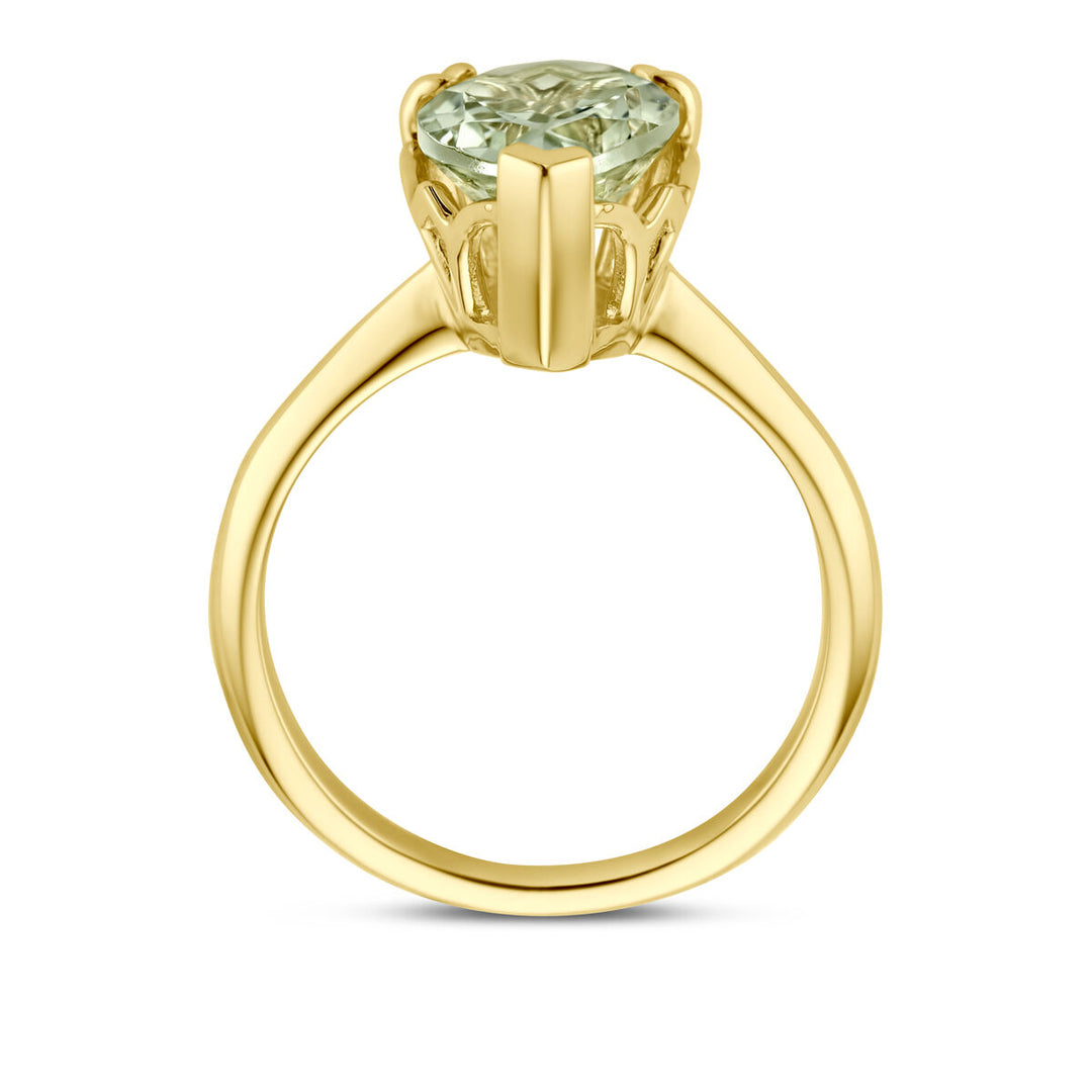 Exclusieve 14k Geelgouden Ring met Groene Amethist – Elegant en Tijdloos Design