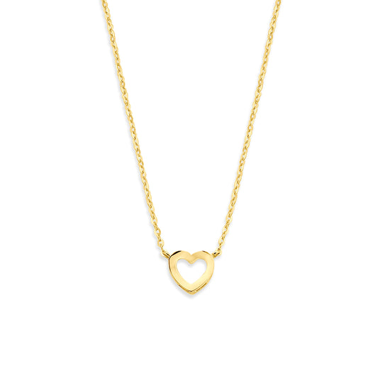 14k Geelkleurig Collier met Hartje – Verstelbare Lengte (41-45cm)