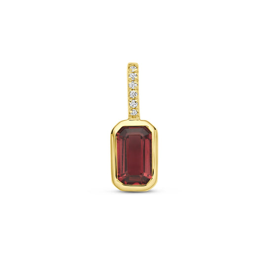 14k Geelgouden Hanger met Rhodoliet en Diamant 0.012ct (Juni)