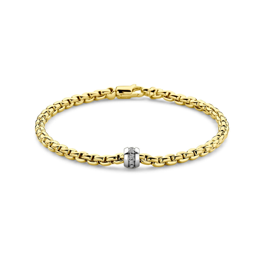 Luxueuze 14k Geelgouden Armband met Diamant – Tijdloze Elegantie voor Elke Gelegenheid