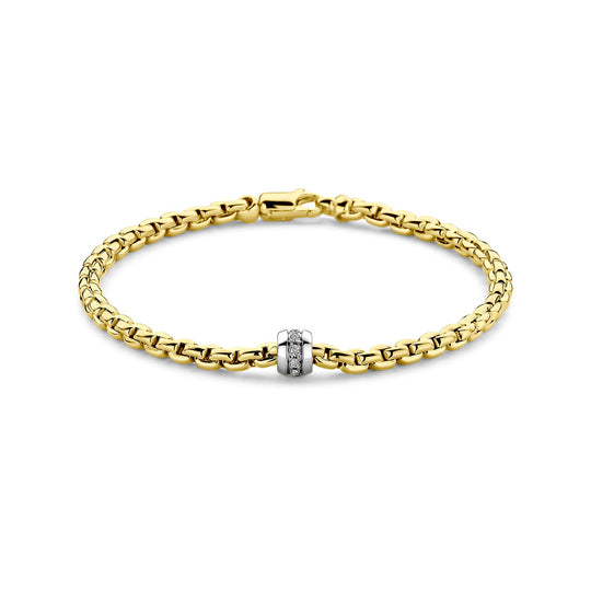 Luxueuze 14k Geelgouden Armband met Diamant – Tijdloze Elegantie voor Elke Gelegenheid