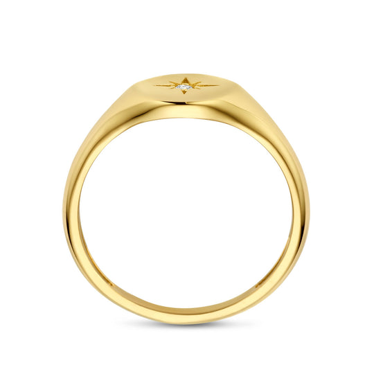 14k Geelgouden Ring met Sprankelende Zirkonia – Luxe en Tijdloze Elegantie